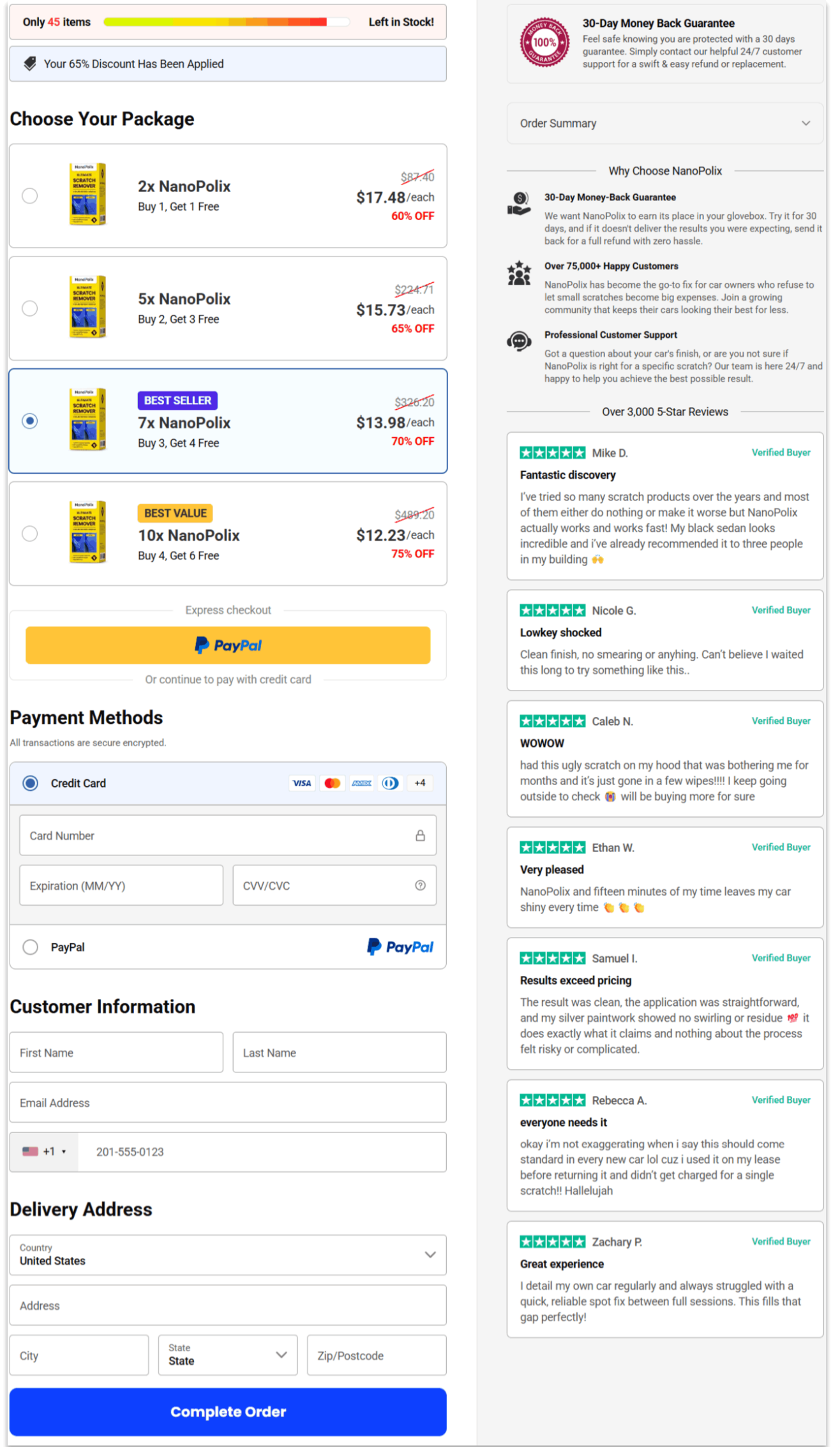Nanopolix cloth Secure Checkout Page